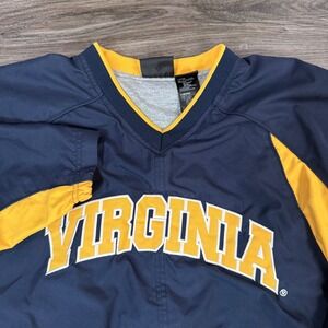 Starter Virginia Cavaliers Pullover Jacket Navy Yellow V Neck Windbreaker L